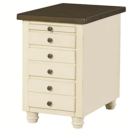 Chairside Table Chest with 3 Drawers and 1 Pull Out Shelf